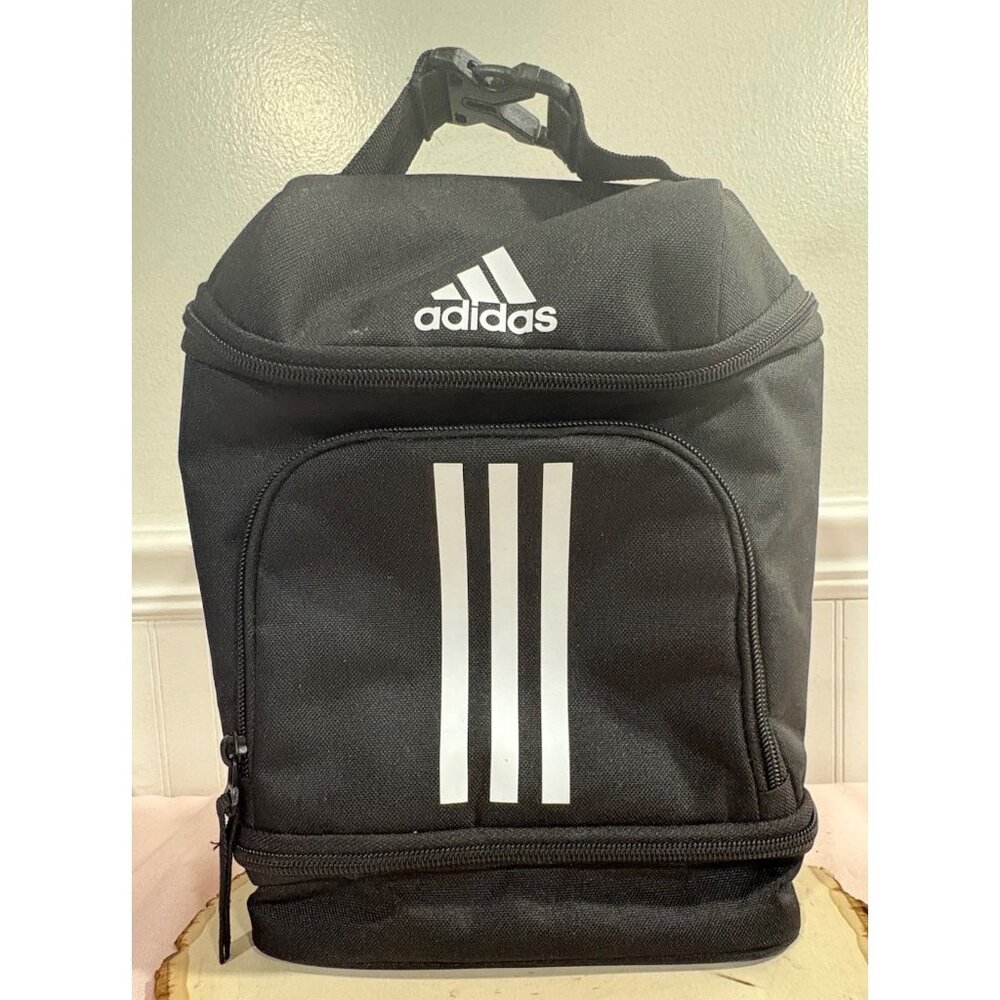 Adidas Insulated Black Lunch Bag With Mesh Pocket & Carabiner Clip
